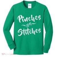 Pinches Get Stitches Funny St. Patrick's Day Kids Long Sleeve Shirt thumb 0
