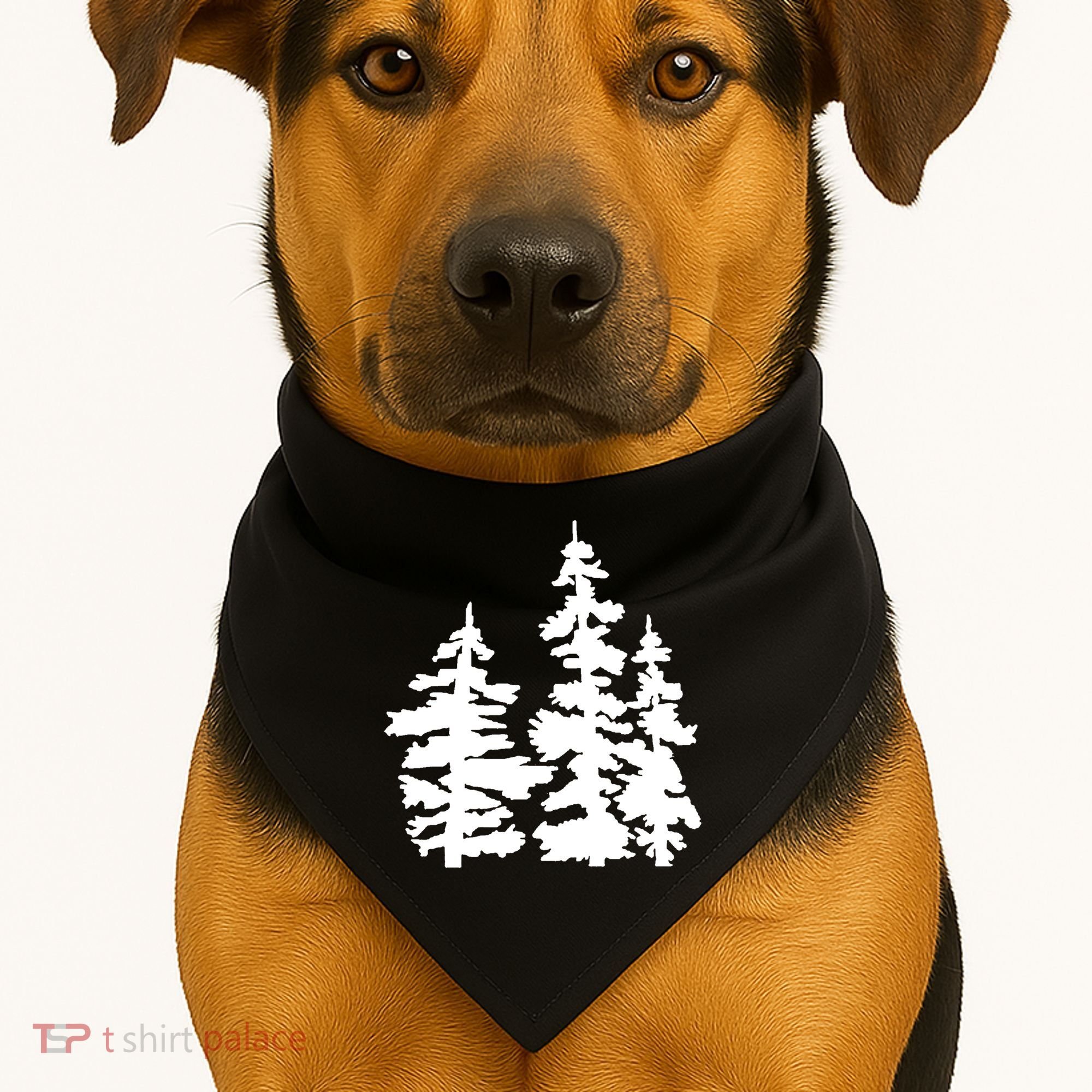 Pine Trees Illustration USA-Made Doggie Bandana