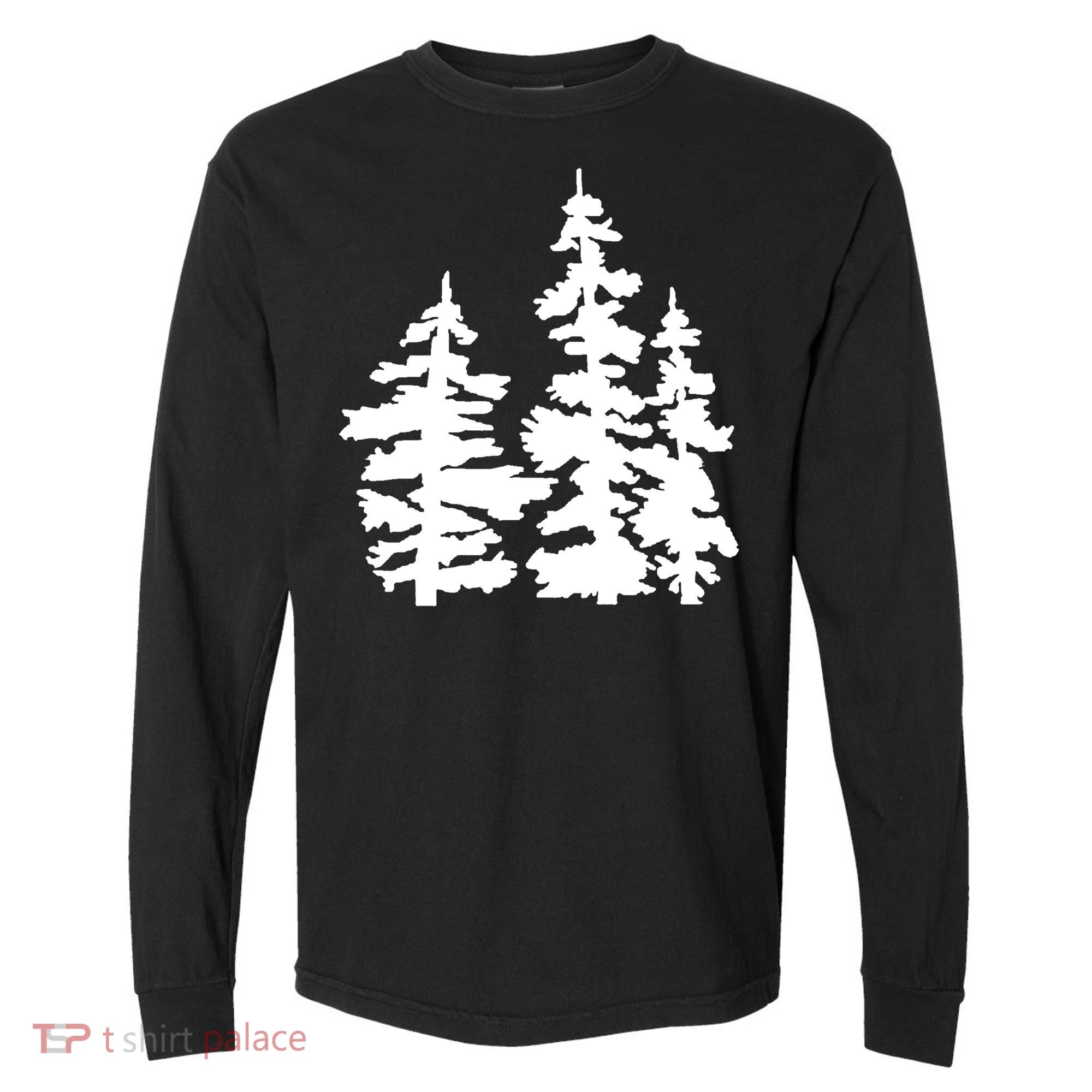 Pine Trees Illustration Comfort Colors Heavyweight Long Sleeve T-Shirt