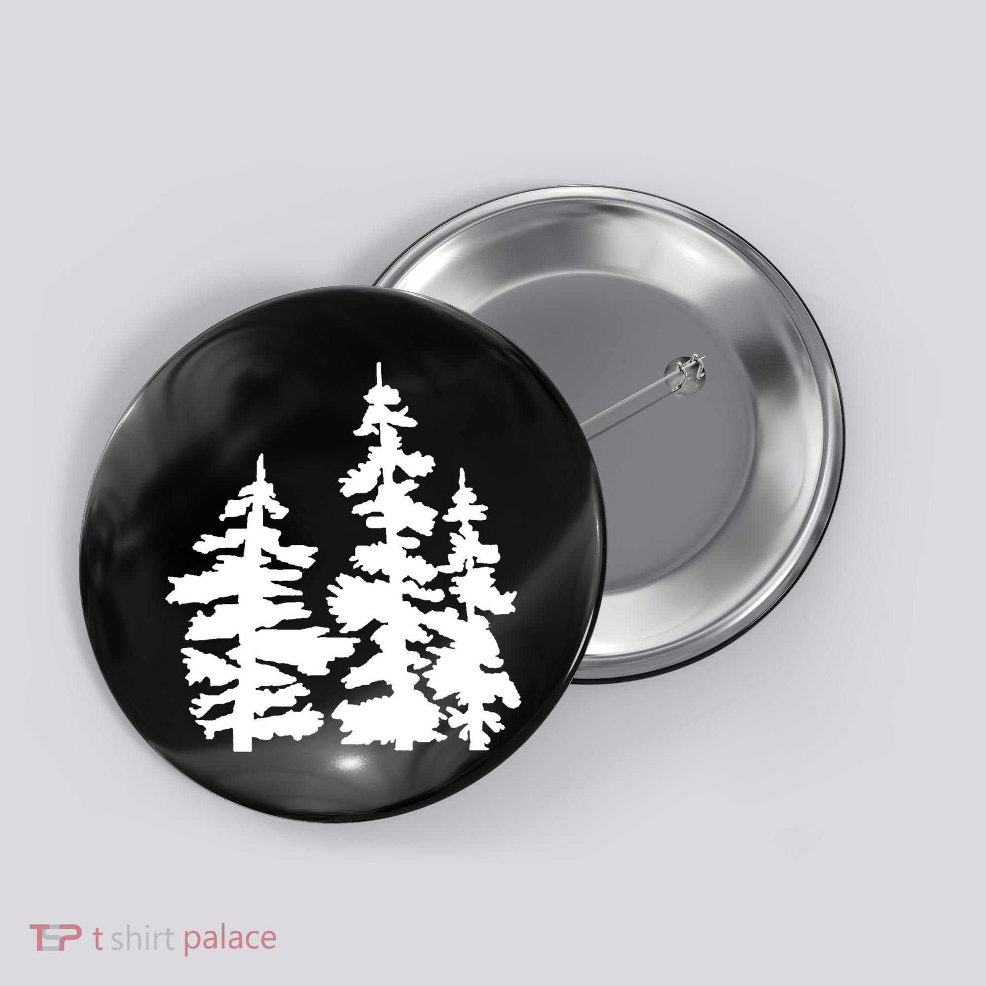 Pine Trees Illustration Button