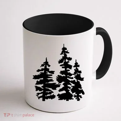 Pine Trees Illustration Coffee Mug back