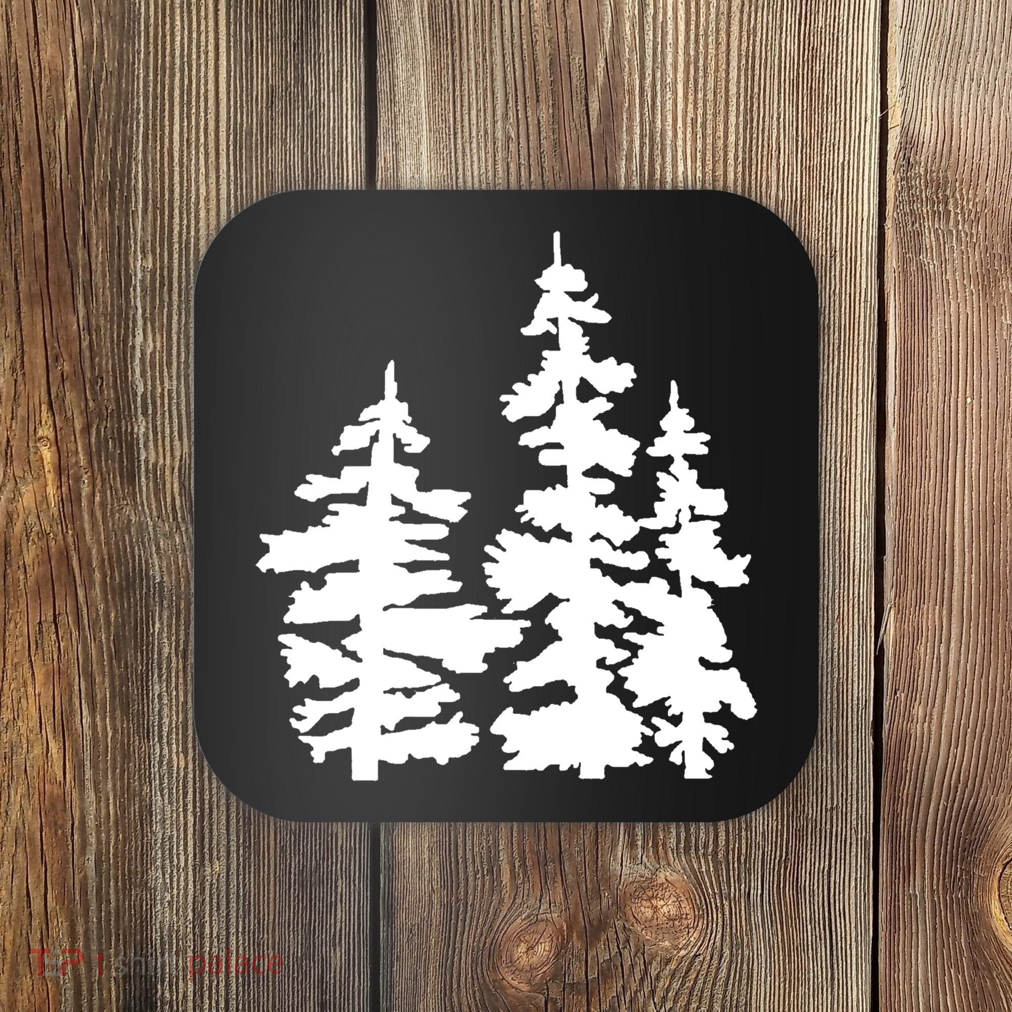 Pine Trees Illustration Coaster