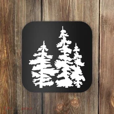 Pine Trees Illustration Coaster