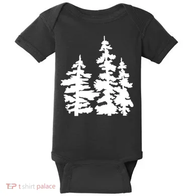 Pine Trees Illustration Baby Bodysuit