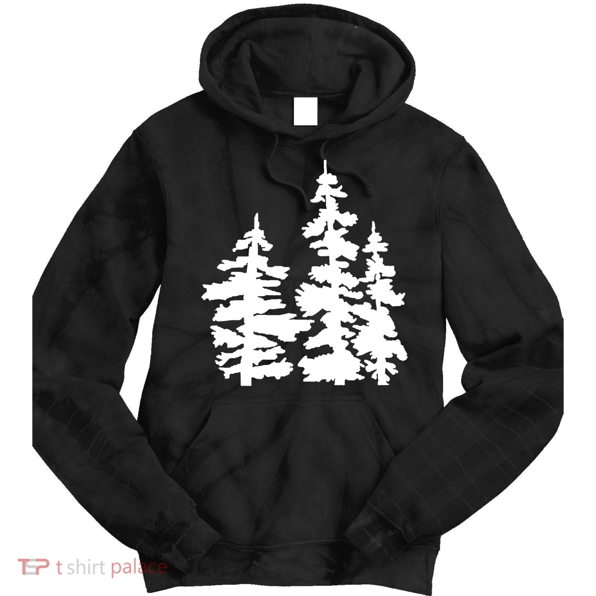 Pine Trees Illustration Tie Dye Hoodie
