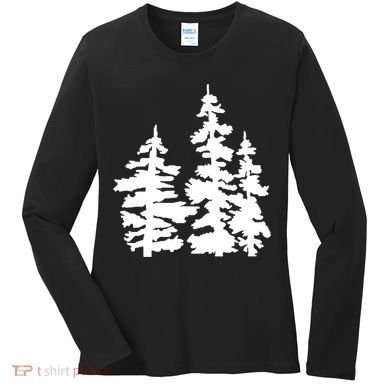 Pine Trees Illustration Women's Long Sleeve Shirt