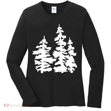 Pine Trees Illustration Women's Long Sleeve Shirt