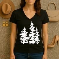 Pine Trees Illustration Women's V-Neck T-Shirt thumb 3