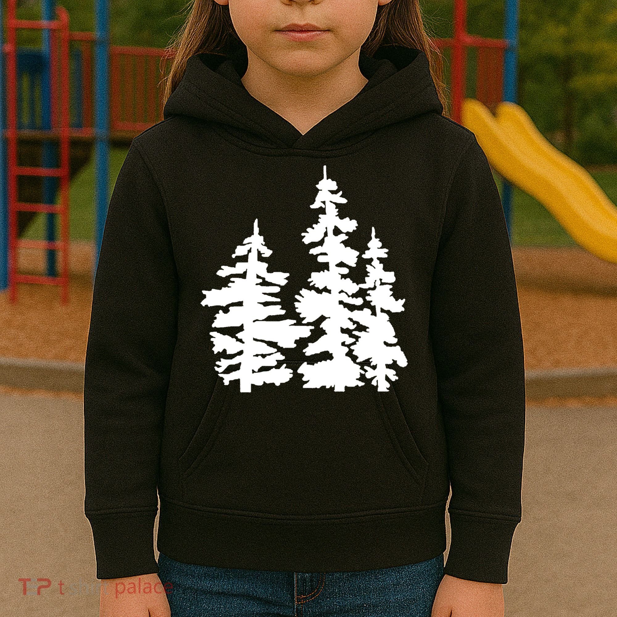 Pine Trees Illustration Kids Hoodie