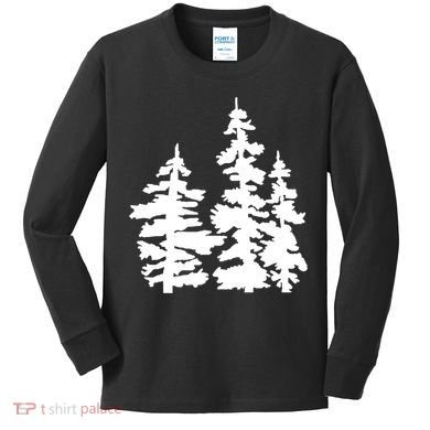 Pine Trees Illustration Kids Long Sleeve Shirt
