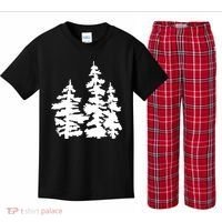 Pine Trees Illustration Kids Plaid Pajama Set thumb 0