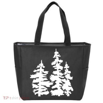 Pine Trees Illustration Tote Bag