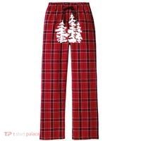 Pine Trees Illustration Women's Flannel Plaid Pajama Pants thumb 0