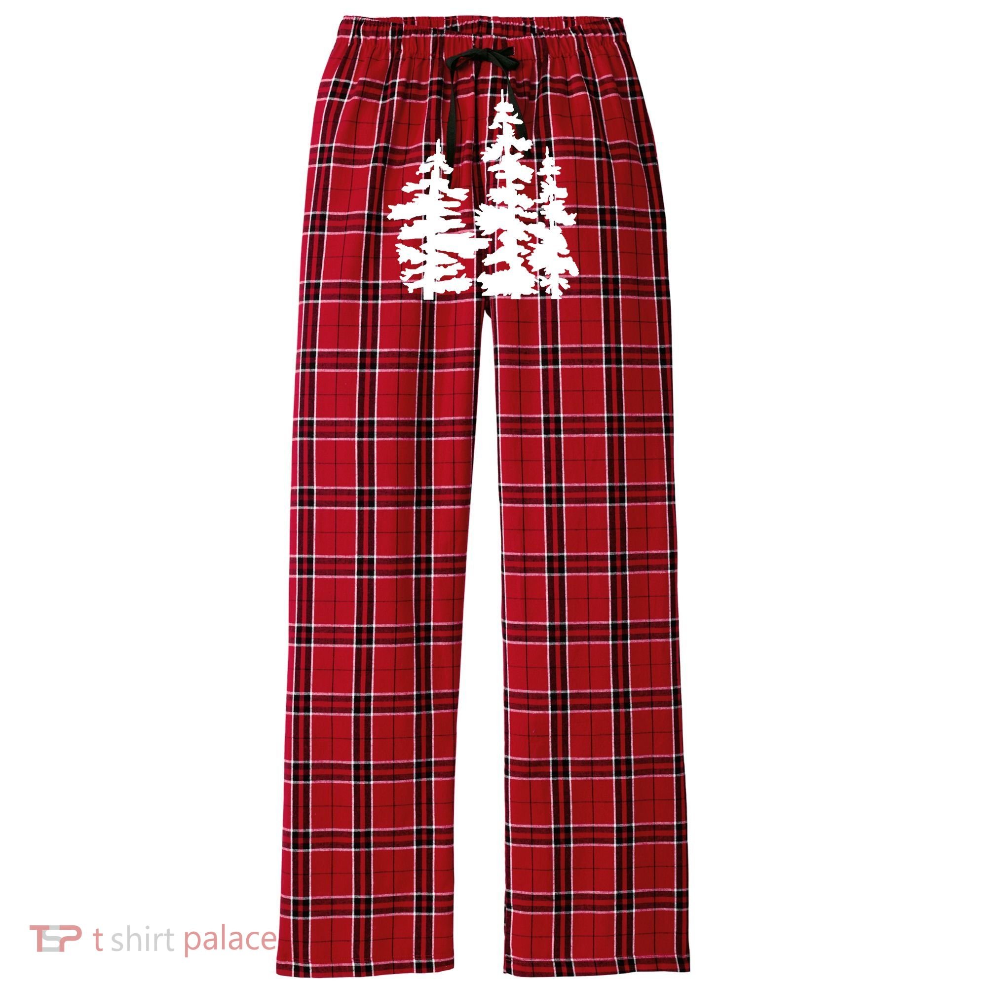 Pine Trees Illustration Women's Flannel Plaid Pajama Pants