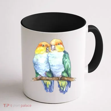 Pineapple Conure Watercolor Bird Coffee Mug back