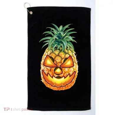 Pineapple Jack O Lantern Face Golf Towel