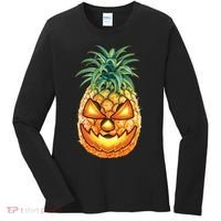 Pineapple Jack O Lantern Face Women's Long Sleeve Shirt thumb 0