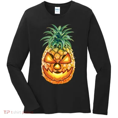 Pineapple Jack O Lantern Face Women's Long Sleeve Shirt