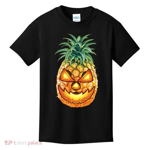 Pineapple Jack O Lantern Face Kids T-Shirt in the selected color
