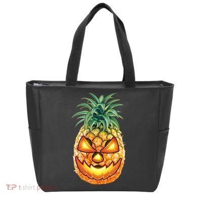Pineapple Jack O Lantern Face Tote Bag