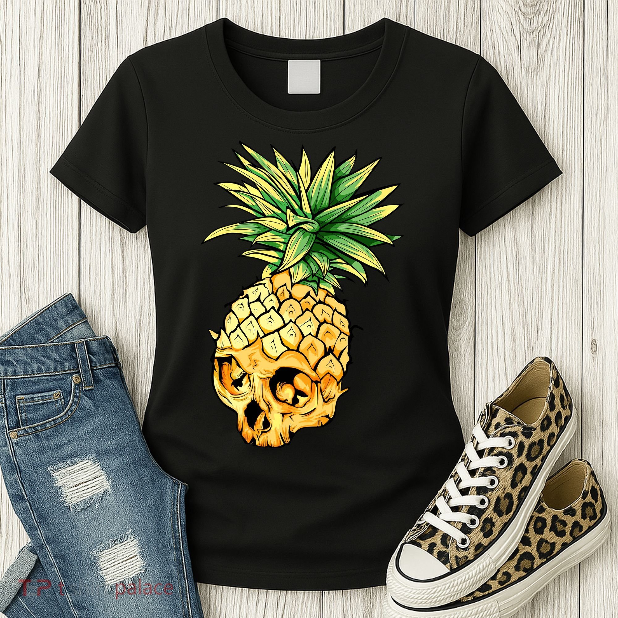  Pineapple Skull Women's T-Shirt