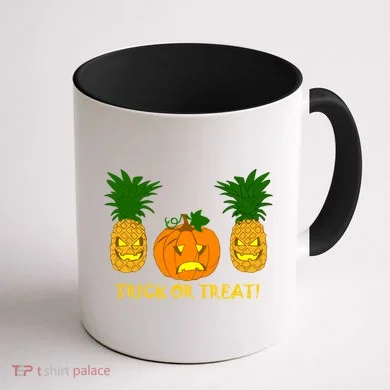 Pineapple Vs. Pumpkin Jack O Lantern Coffee Mug back