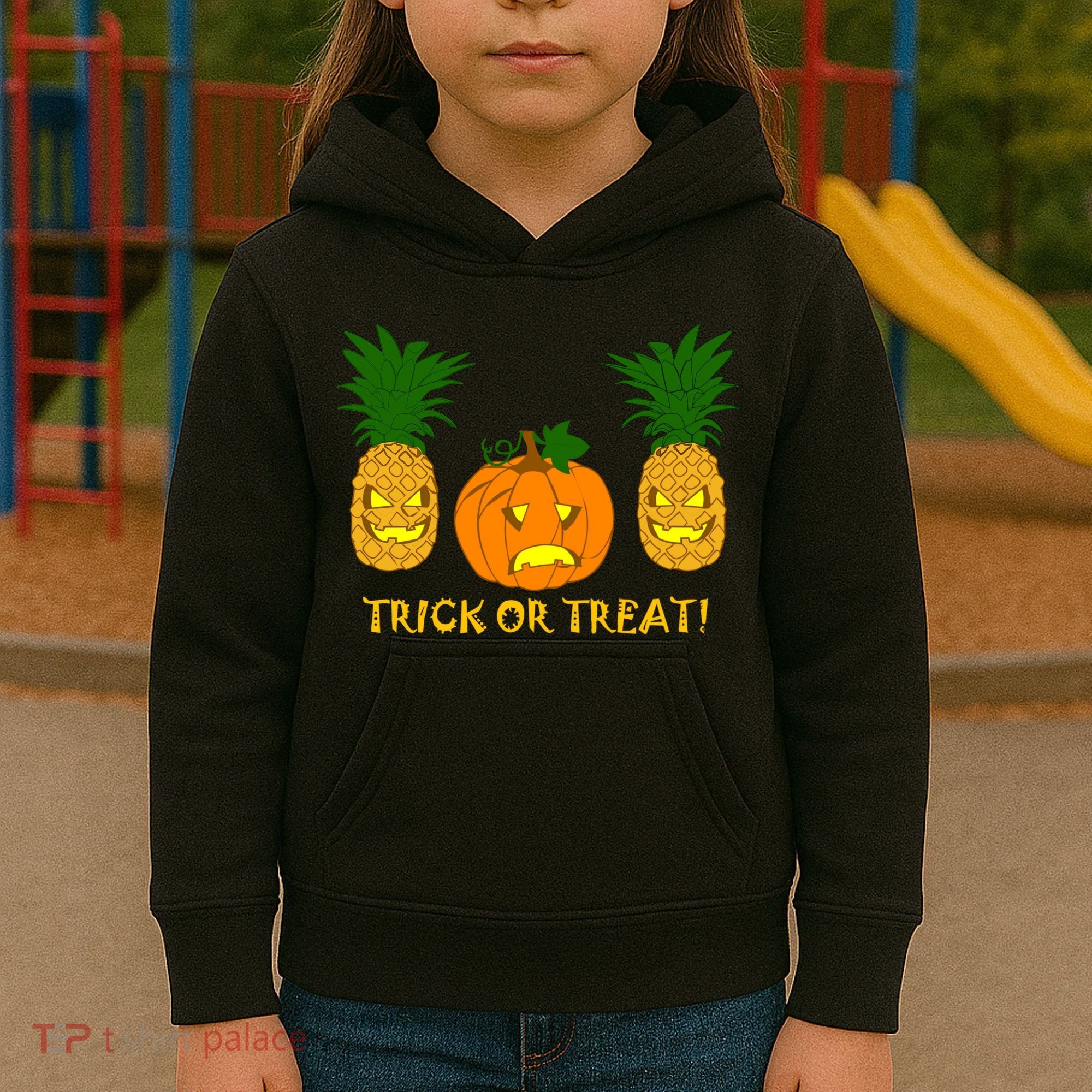 Pineapple Vs. Pumpkin Jack O Lantern Kids Hoodie