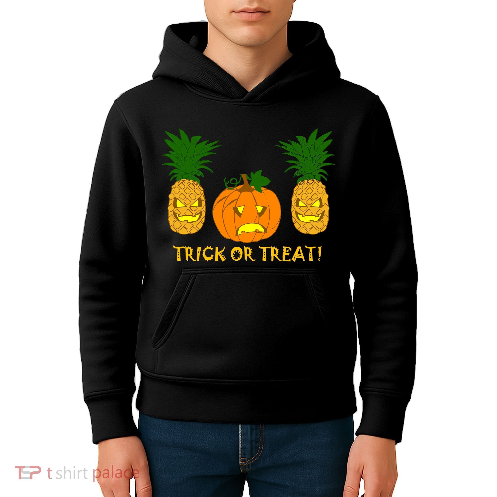 Pineapple Vs. Pumpkin Jack O Lantern Kids Hoodie