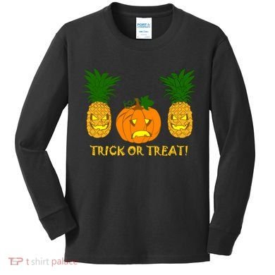 Pineapple Vs. Pumpkin Jack O Lantern Kids Long Sleeve Shirt