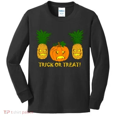 Pineapple Vs. Pumpkin Jack O Lantern Kids Long Sleeve Shirt