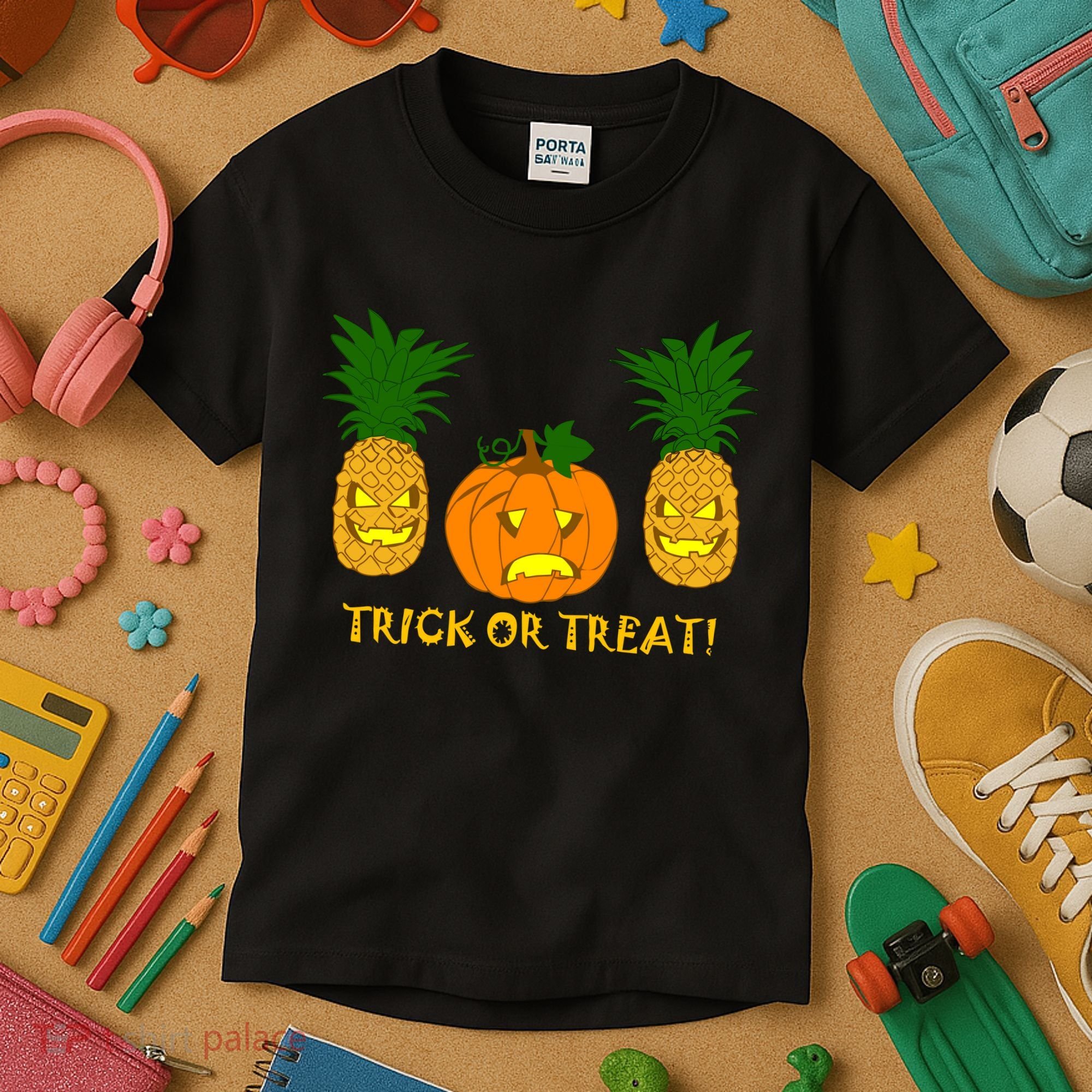 Pineapple Vs. Pumpkin Jack O Lantern Kids T-Shirt