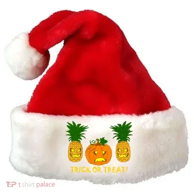 Pineapple Vs. Pumpkin Jack O Lantern Santa Hat