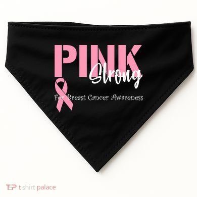 Pink And Strong Breast Cancer Awareness USA-Made Doggie Bandana