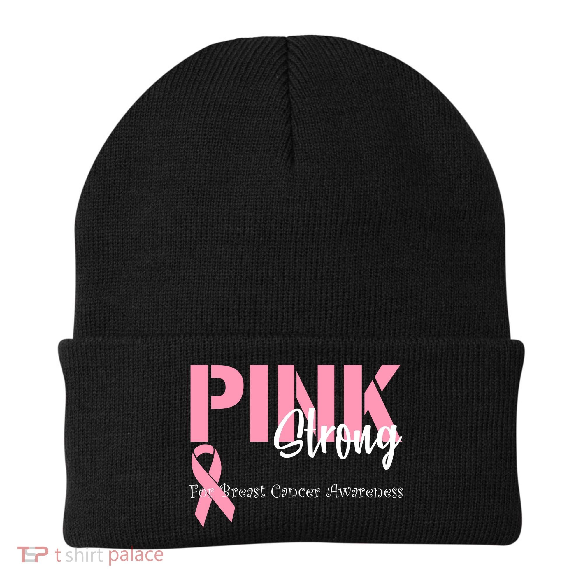 Pink And Strong Breast Cancer Awareness Beanie