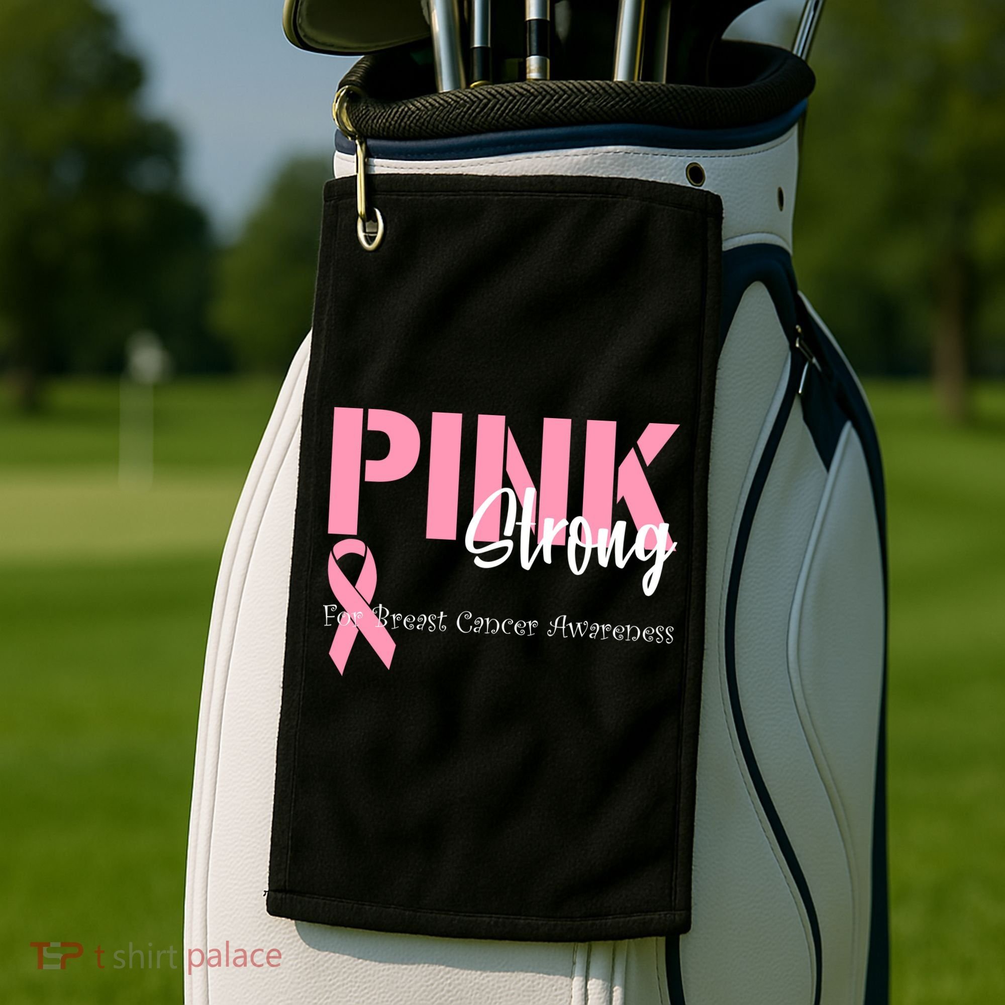 Pink And Strong Breast Cancer Awareness Golf Towel