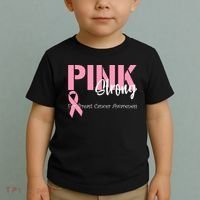 Pink And Strong Breast Cancer Awareness Toddler T-Shirt thumb 2