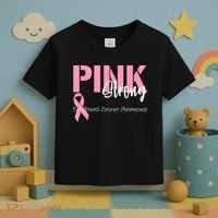 Pink And Strong Breast Cancer Awareness Toddler T-Shirt thumb 3