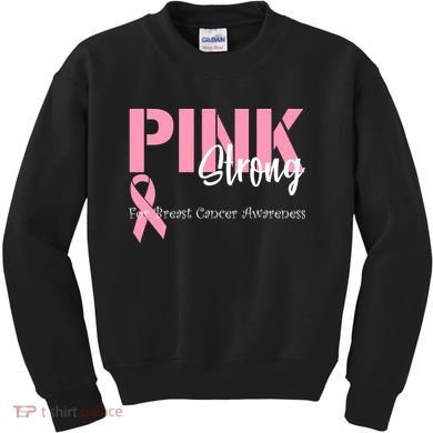 Pink And Strong Breast Cancer Awareness Kids Sweatshirt