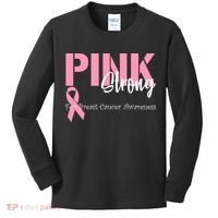 Pink And Strong Breast Cancer Awareness Kids Long Sleeve Shirt thumb 0