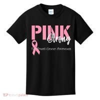 Pink And Strong Breast Cancer Awareness Kids T-Shirt thumb 0