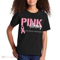 Pink And Strong Breast Cancer Awareness Kids T-Shirt thumb 2
