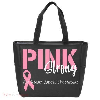 Pink And Strong Breast Cancer Awareness Tote Bag