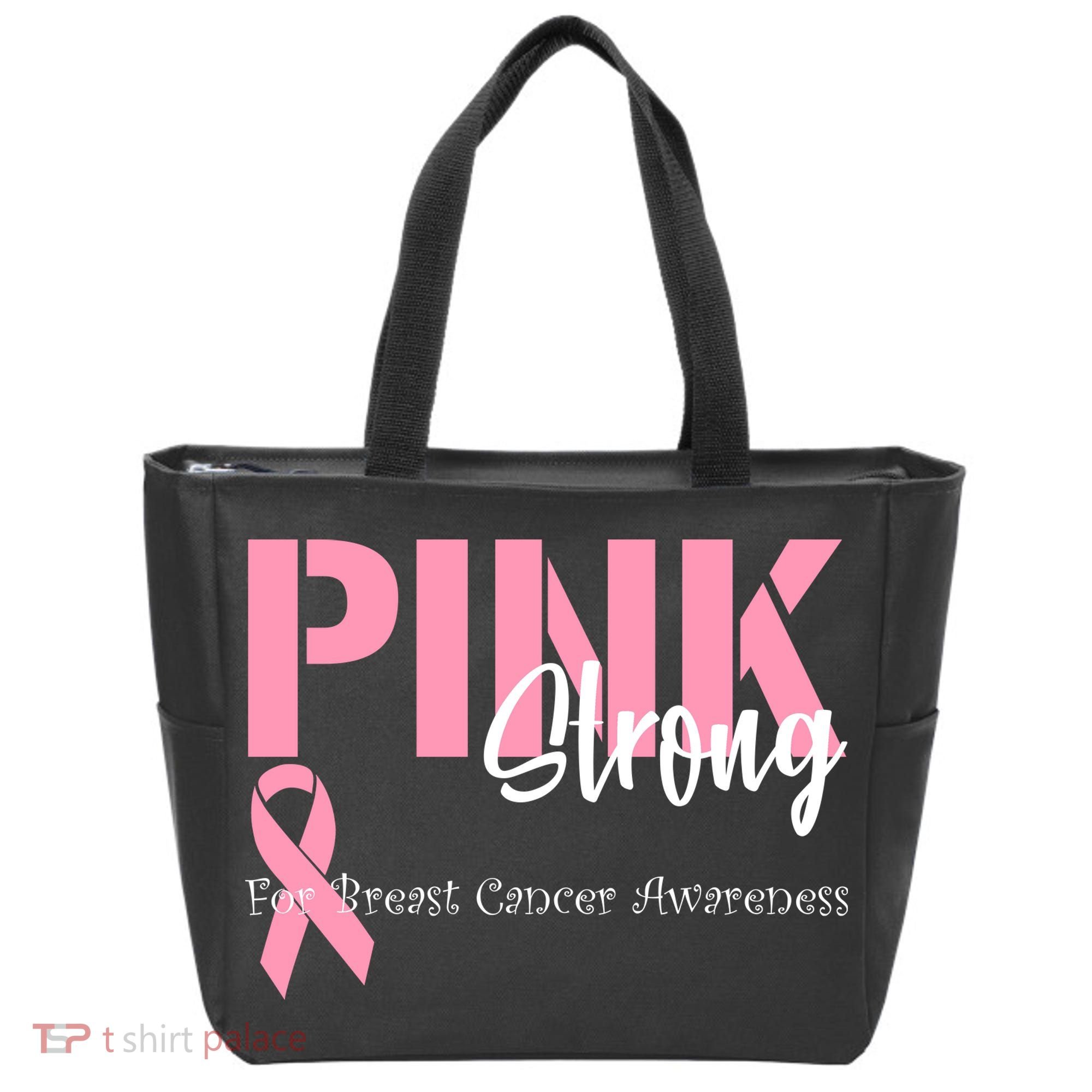 Pink And Strong Breast Cancer Awareness Tote Bag