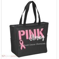 Pink And Strong Breast Cancer Awareness Tote Bag thumb 2