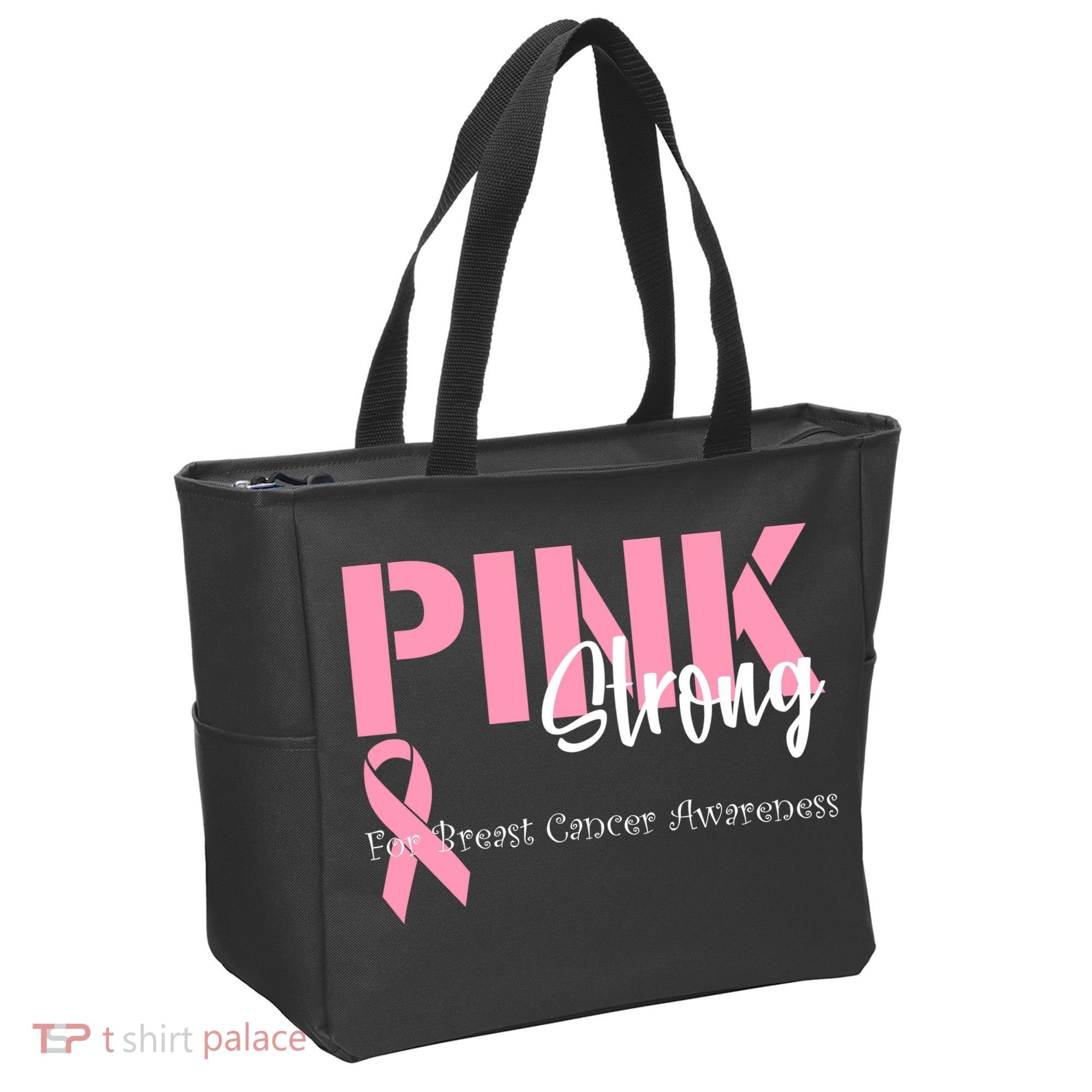 Pink And Strong Breast Cancer Awareness Tote Bag