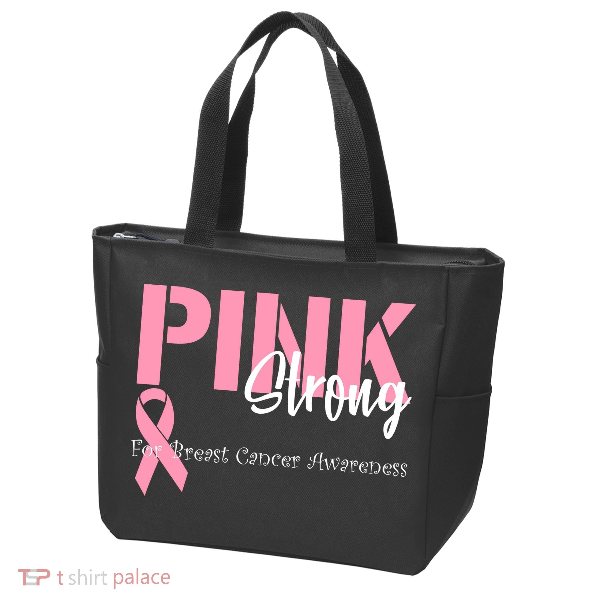 Pink And Strong Breast Cancer Awareness Tote Bag