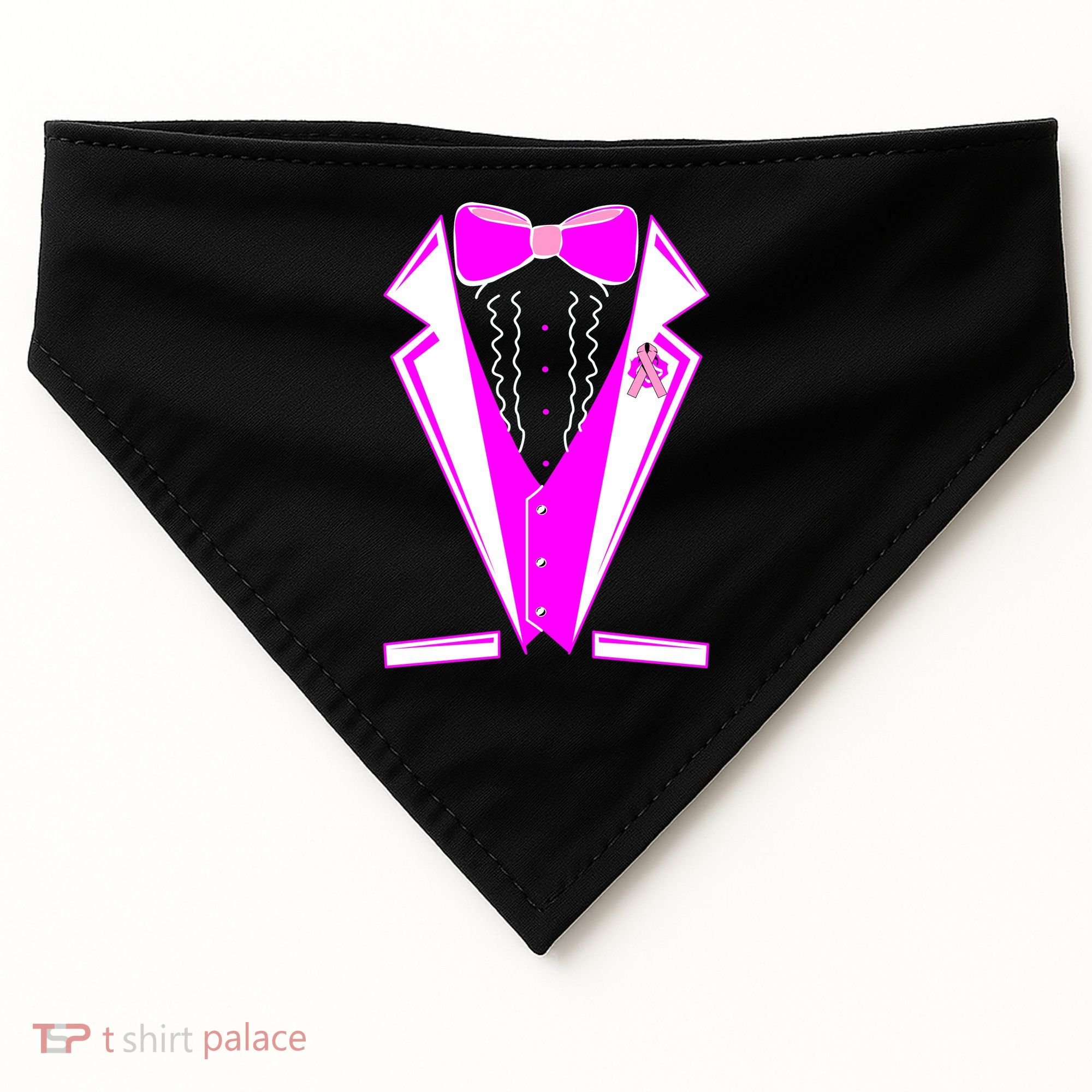Pink Breast Cancer Tuxedo USA-Made Doggie Bandana