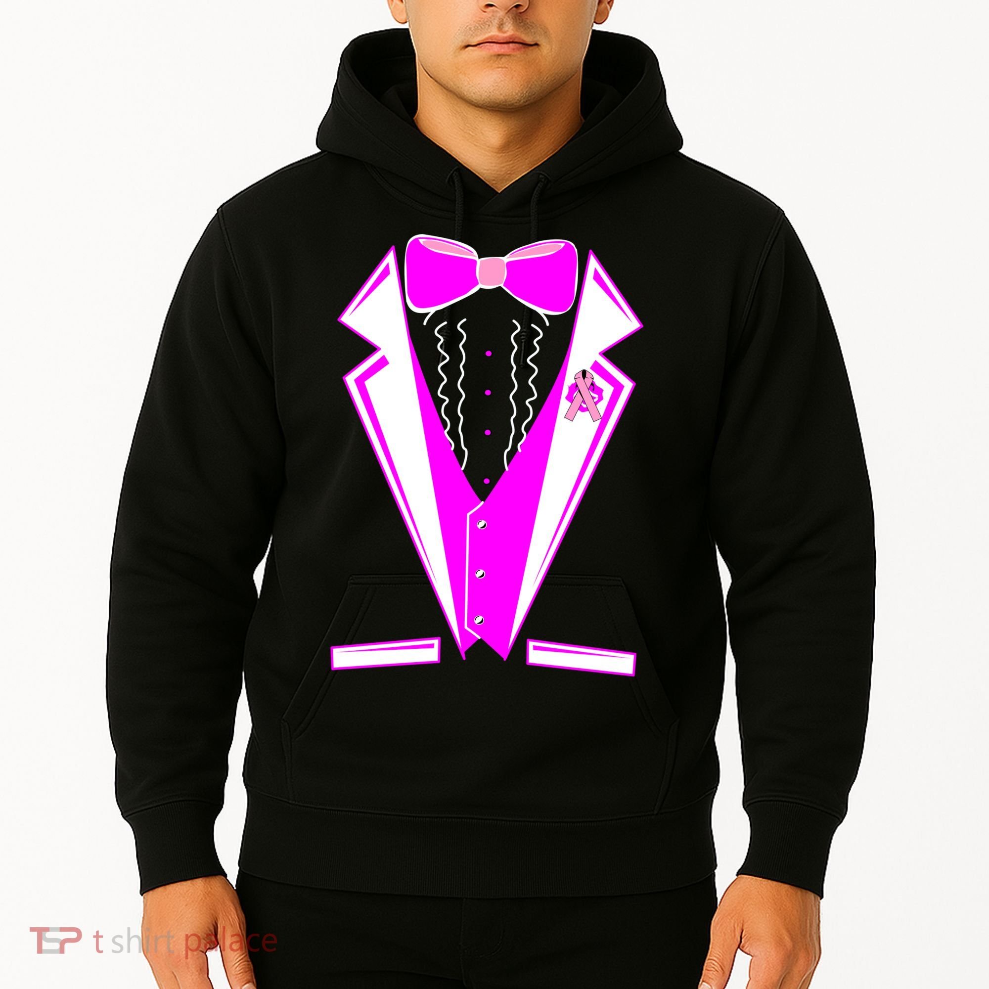 Pink Breast Cancer Tuxedo Hoodie