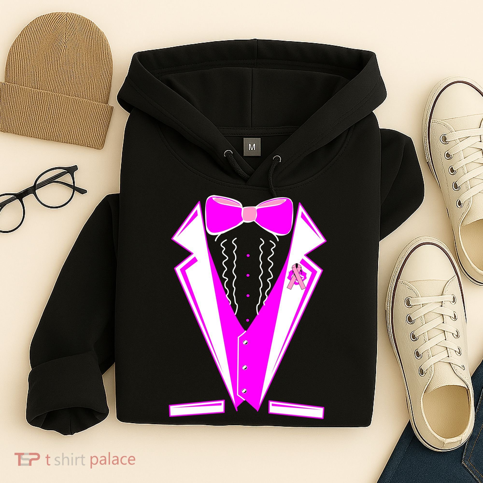 Pink Breast Cancer Tuxedo Hoodie