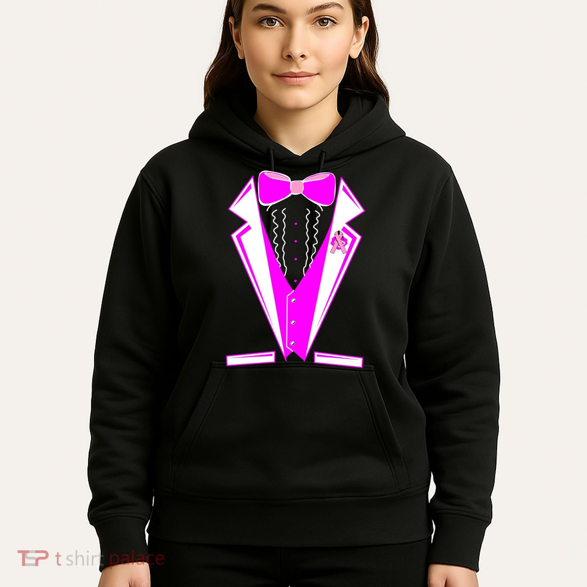 Pink Breast Cancer Tuxedo Hoodie